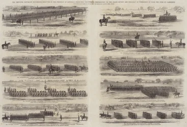 De Belangrijkste Bataljonsbewegingen uitgevoerd in aanwezigheid van Generaals die Vrijwilligers inspecteren